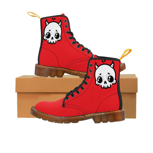 Red Sin Sir Demon Succubus Canvas Boots