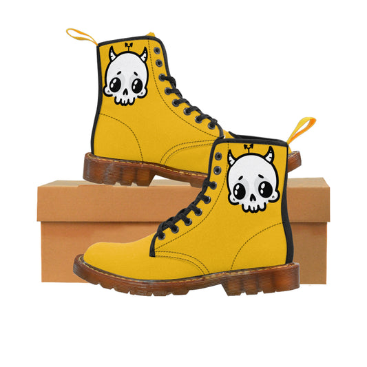 Yellow Sin Sir Demon Succubus Canvas Boots