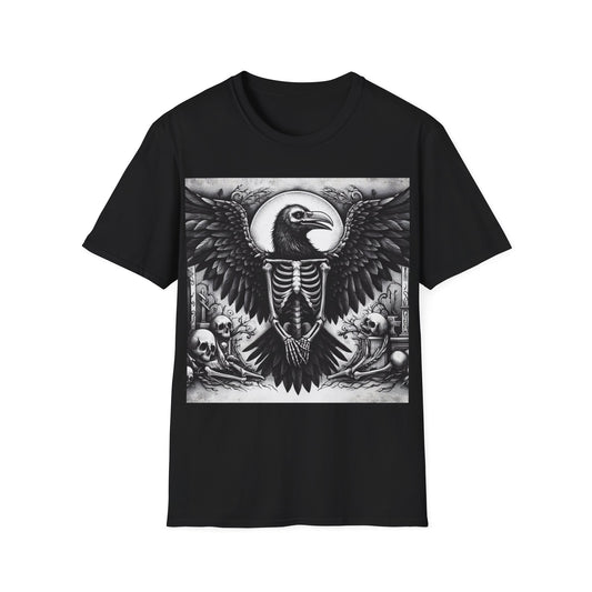 Raven Bones Gothic Skull Unisex Softstyle T-Shirt