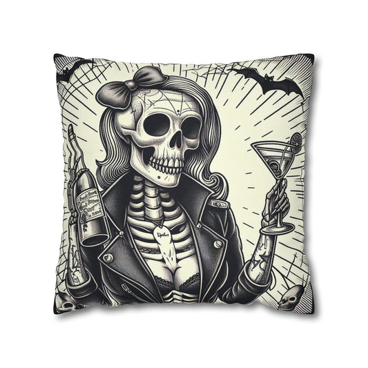 Hot Girl Skeleton stuff Goth throw pillow cover