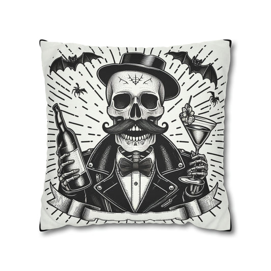 The Drinking Skeleton throw pillow cover