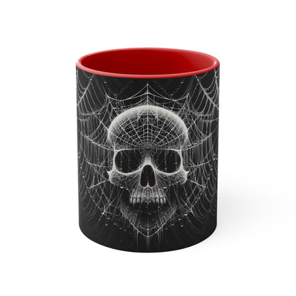 Spider Web Human Skull goth Coffee Mug, 11oz