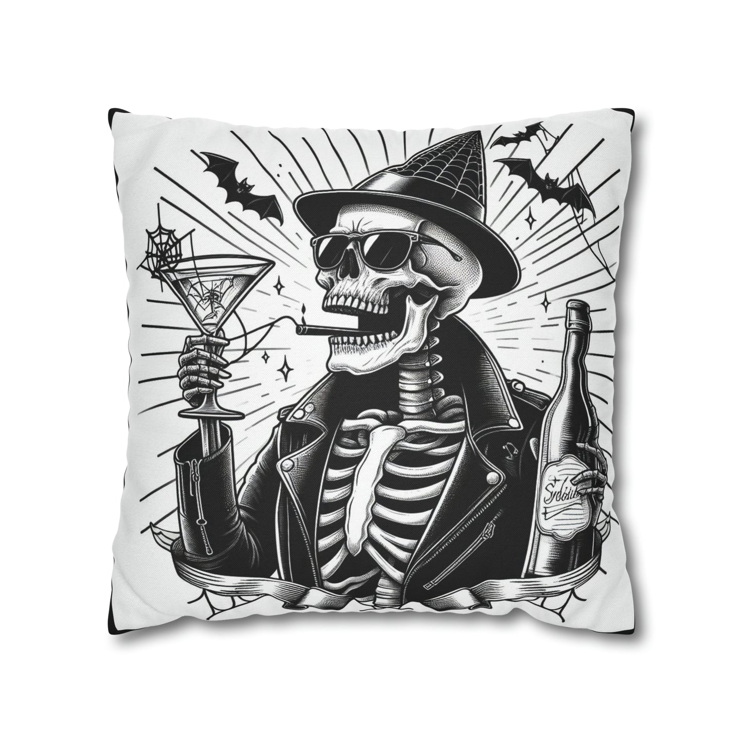 Party Skeleton Goth throw pillow cover