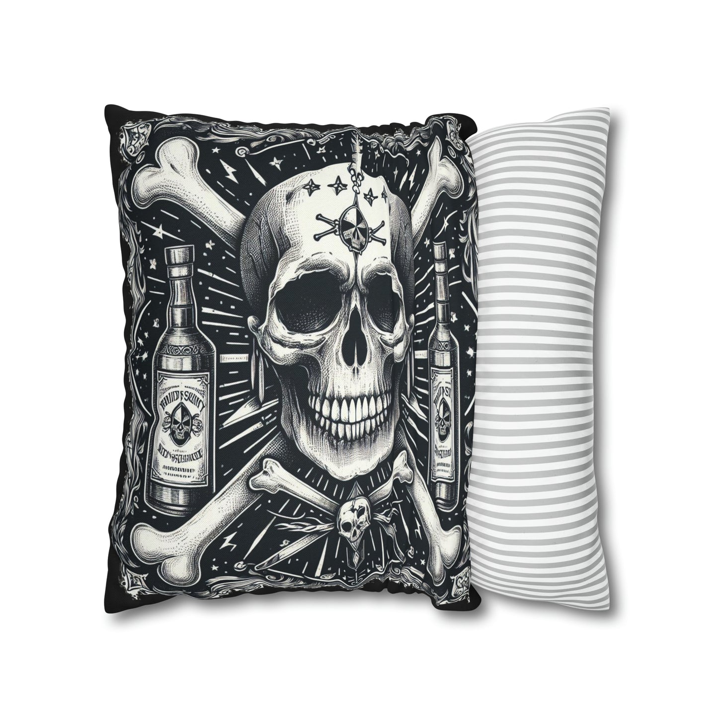 Rum and Crossbones Goth throw pillow cover