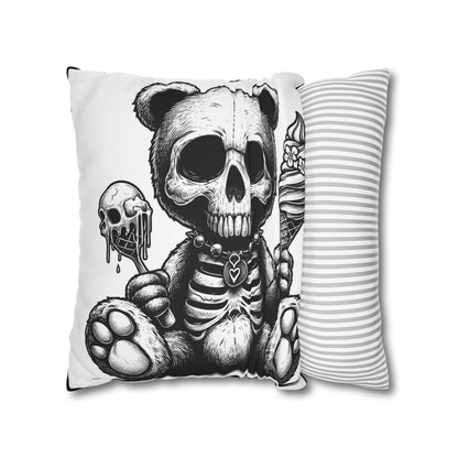 Ice-cream Skull Teddy Bear Goth throw pillow cover