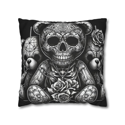 Teddy Skull Gang Goth throw pillow cover