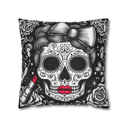 Beauty Skull and lipstick Goth throw pillow cover