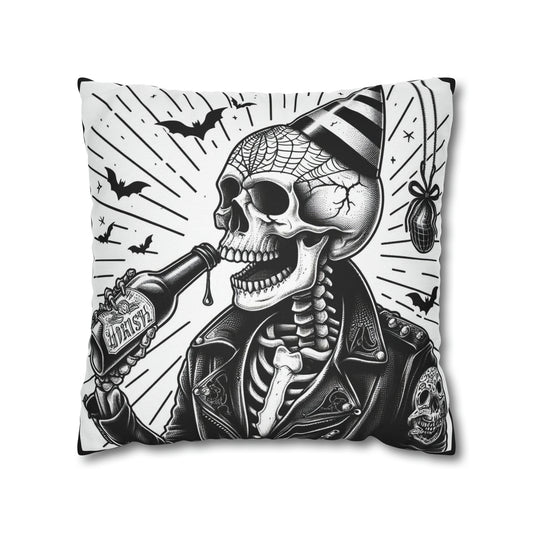 White Party Skeleton Goth throw pillow cover