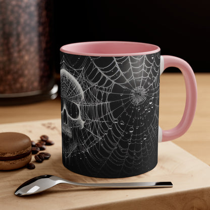 Spider Web Human Skull goth Coffee Mug, 11oz