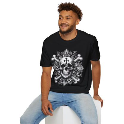 Cross and Crossbones Gothic Skull Unisex Softstyle T-Shirt