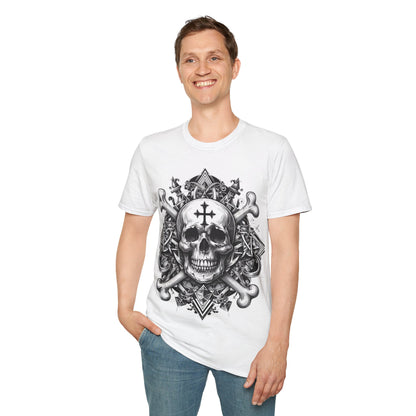 Cross and Crossbones Gothic Skull Unisex Softstyle T-Shirt