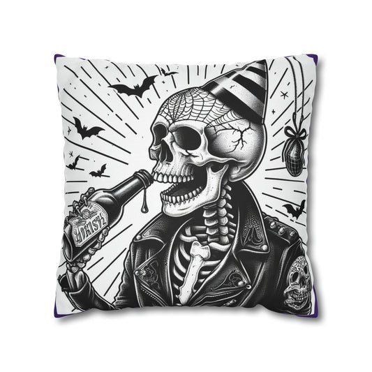 Purple Party Skeleton Goth throw pillow cover