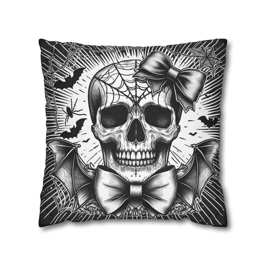 Skull and Bats Goth throw pillow cover