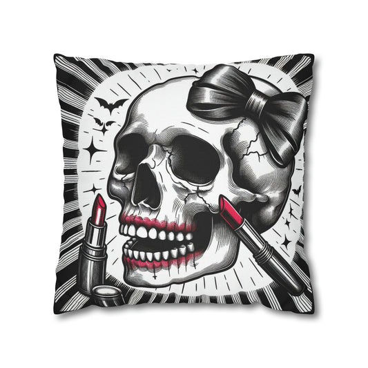 Pretty makeup Skeleton Goth throw pillow cover