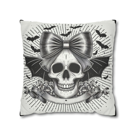 Skull and Batwing Goth throw pillow cover