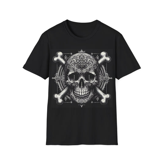 Ornate Crossbones Gothic Skull Unisex Softstyle T-Shirt