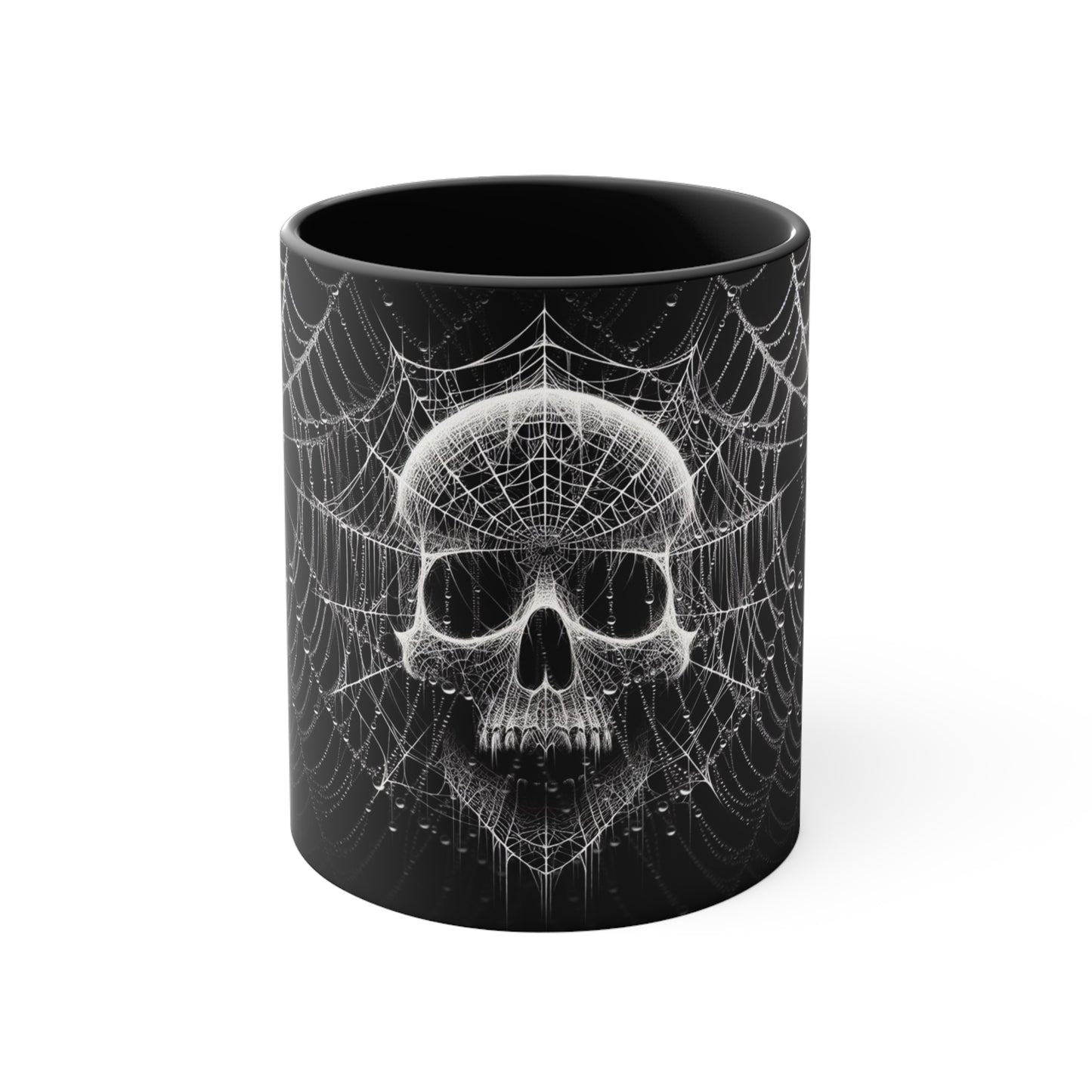 Spider Web Human Skull goth Coffee Mug, 11oz