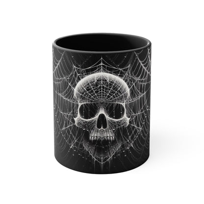 Spider Web Human Skull goth Coffee Mug, 11oz