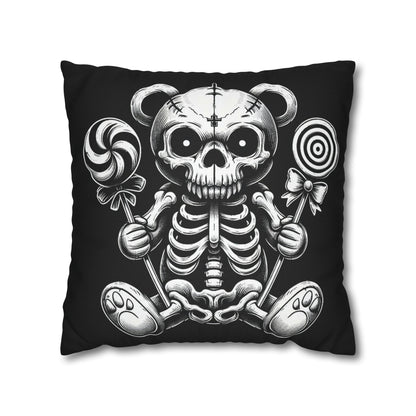 Candy Skull Bear Goth throw pillow cover