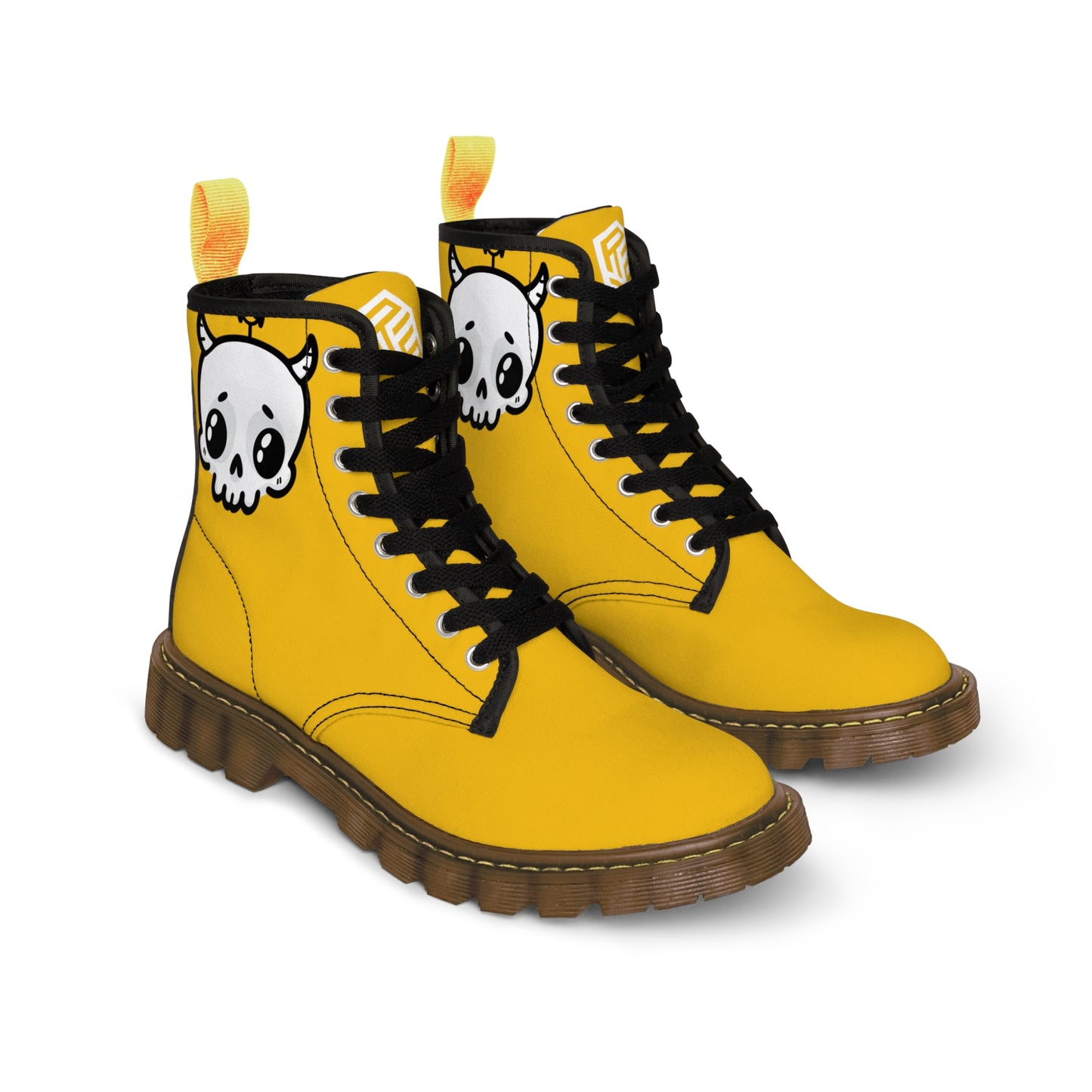 Yellow Sin Sir Demon Succubus Canvas Boots