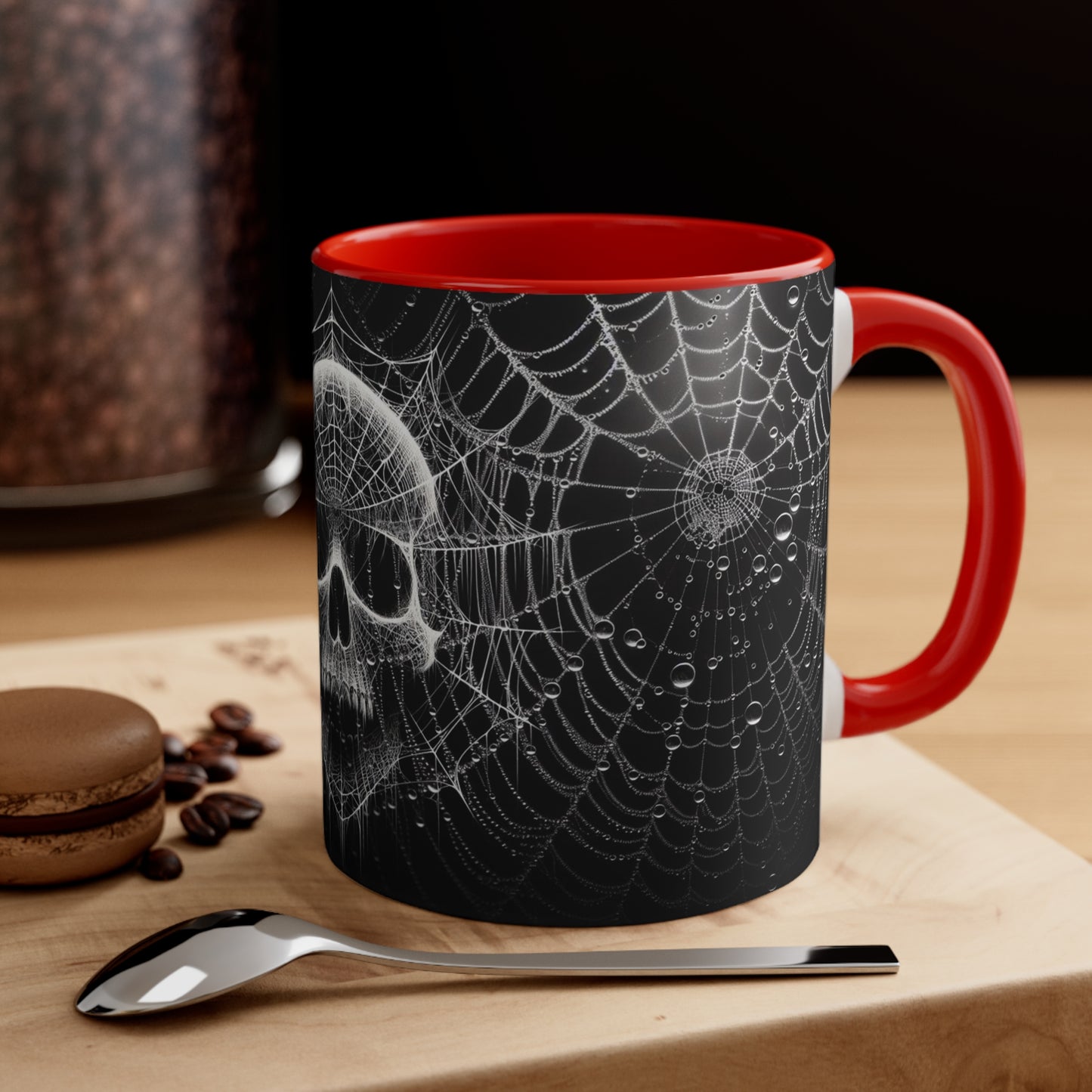 Spider Web Human Skull goth Coffee Mug, 11oz