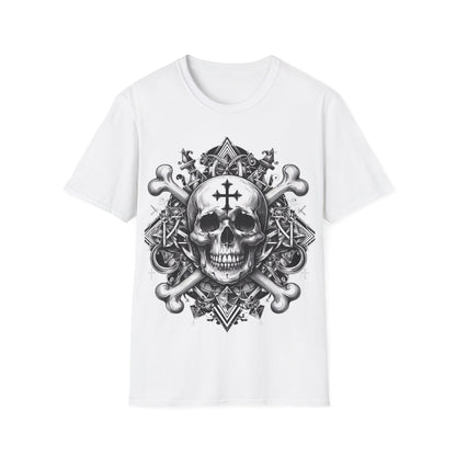 Cross and Crossbones Gothic Skull Unisex Softstyle T-Shirt