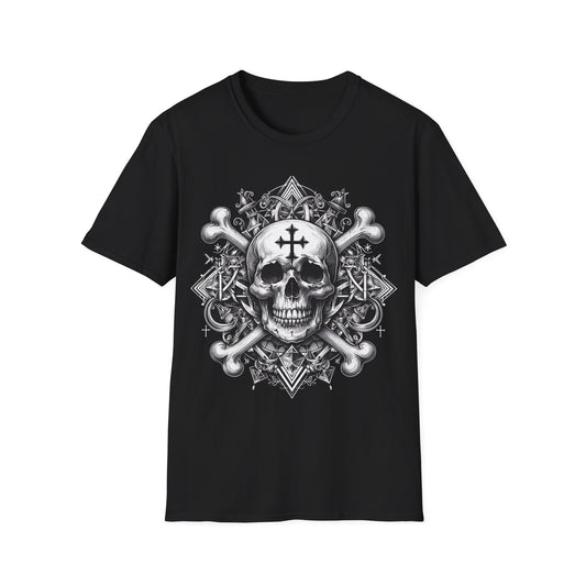 Cross and Crossbones Gothic Skull Unisex Softstyle T-Shirt