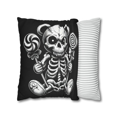 Candy Skull Bear Goth throw pillow cover