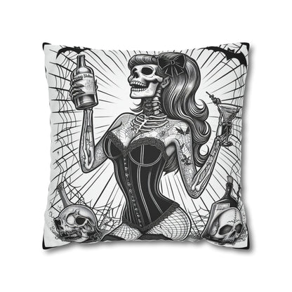 Pinup Beauty Skull and lipstick Goth throw pillow cover
