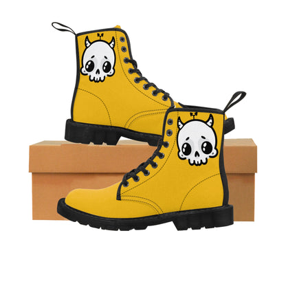 Yellow Sin Sir Demon Succubus Canvas Boots