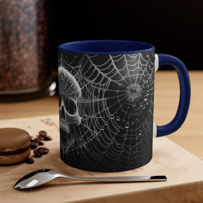 Spider Web Human Skull goth Coffee Mug, 11oz