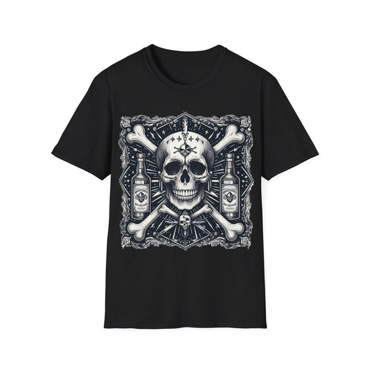 Rum and Crossbones Gothic Skull Unisex Softstyle T-Shirt