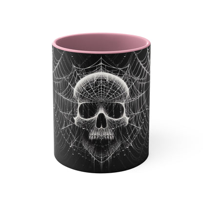 Spider Web Human Skull goth Coffee Mug, 11oz