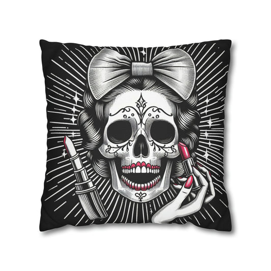 Makeup is Life Skull Goth throw pillow cover