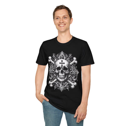 Cross and Crossbones Gothic Skull Unisex Softstyle T-Shirt