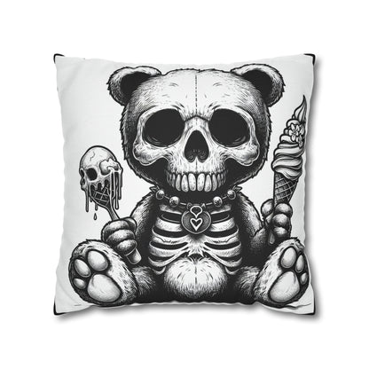 Ice-cream Skull Teddy Bear Goth throw pillow cover