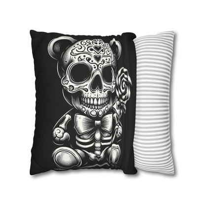 Lollipop Skull Bear Goth throw pillow cover