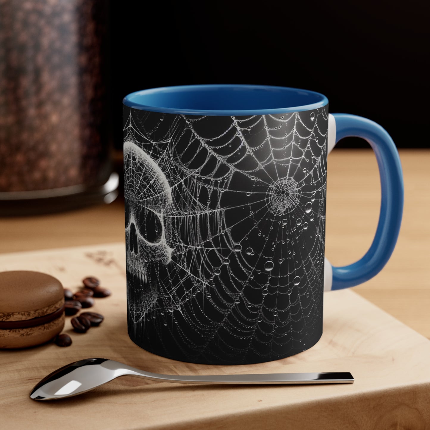 Spider Web Human Skull goth Coffee Mug, 11oz