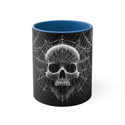 Spider Web Human Skull goth Coffee Mug, 11oz