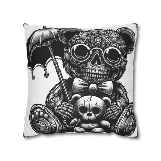 Umbrella Skull Bear Goth throw pillow cover