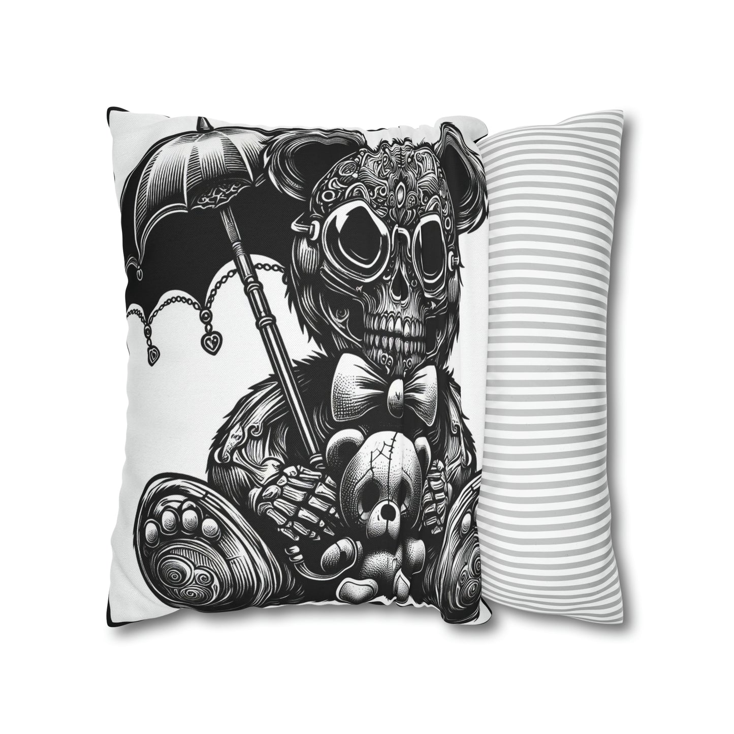 Umbrella Skull Bear Goth throw pillow cover