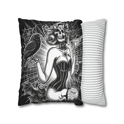 Pinup Skeleton Goth throw pillow cover