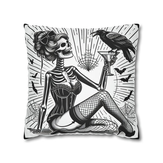 Martini and Crow Goth throw pillow cover