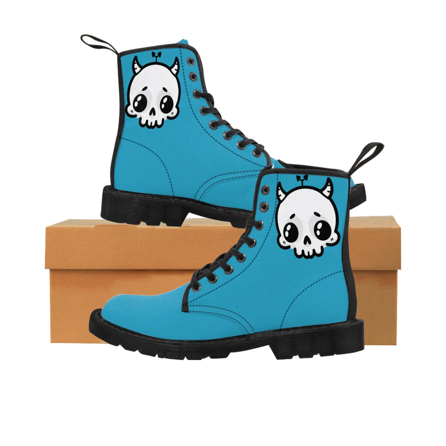 Blue Sin Sir Demon Succubus Canvas Boots