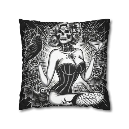 Pinup Skeleton Goth throw pillow cover