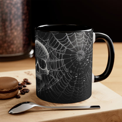 Spider Web Human Skull goth Coffee Mug, 11oz