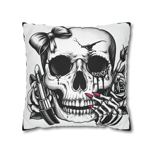 The Beauty Life Skull Goth throw pillow cover