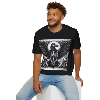 Raven Bones Gothic Skull Unisex Softstyle T-Shirt