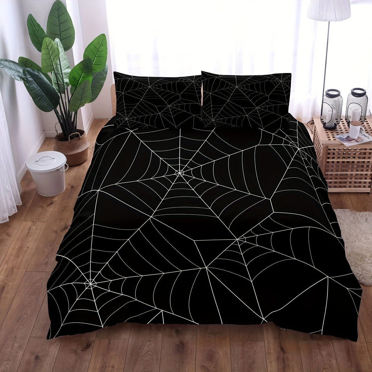 3pcs Duvet Cover Set (1*Duvet Cover + 2*Pillowcase, Without Core), Spider Web Digital Print Bedding Set, Soft Comfortable Duvet Cover, For Bedroom, Guest Room