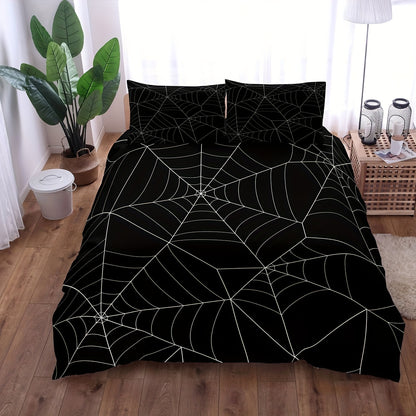 3pcs Duvet Cover Set (1*Duvet Cover + 2*Pillowcase, Without Core), Spider Web Digital Print Bedding Set, Soft Comfortable Duvet Cover, For Bedroom, Guest Room